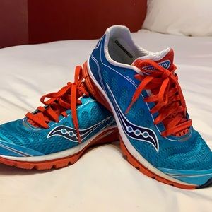 Saucony size 7 teal and orange athletic shoes